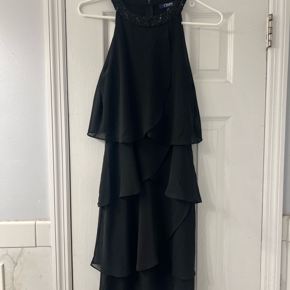 Chaps Black High Low Halter Sundress